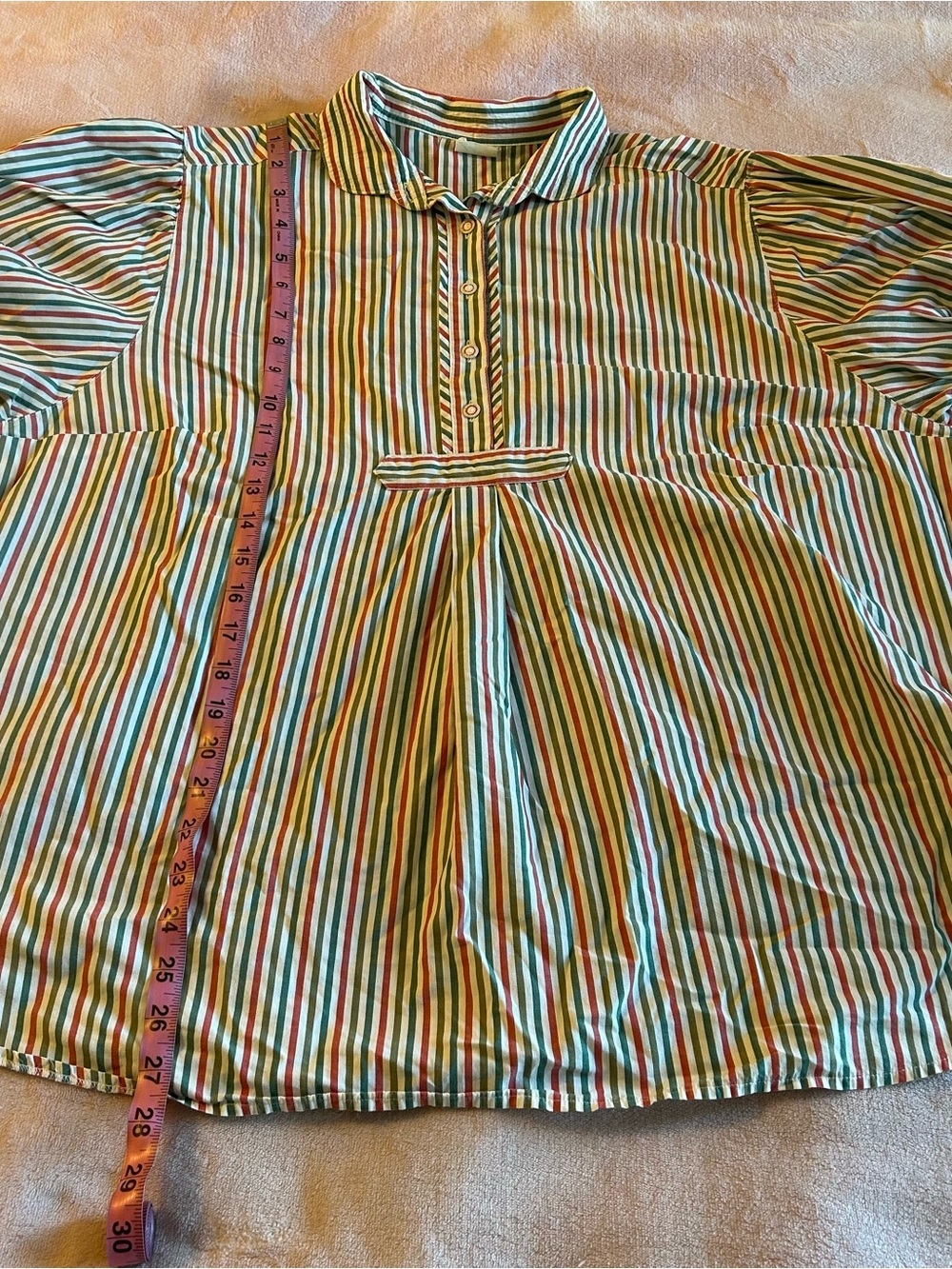 Wallmann vintage red green white striped long sleeve top XL eclectic Grandpacore - Picture 8 of 10